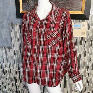 C.E.Schmidt Workwear Fit for Her Cotton Flannel Red Plaid Shirt Plus Size 3XL 13
